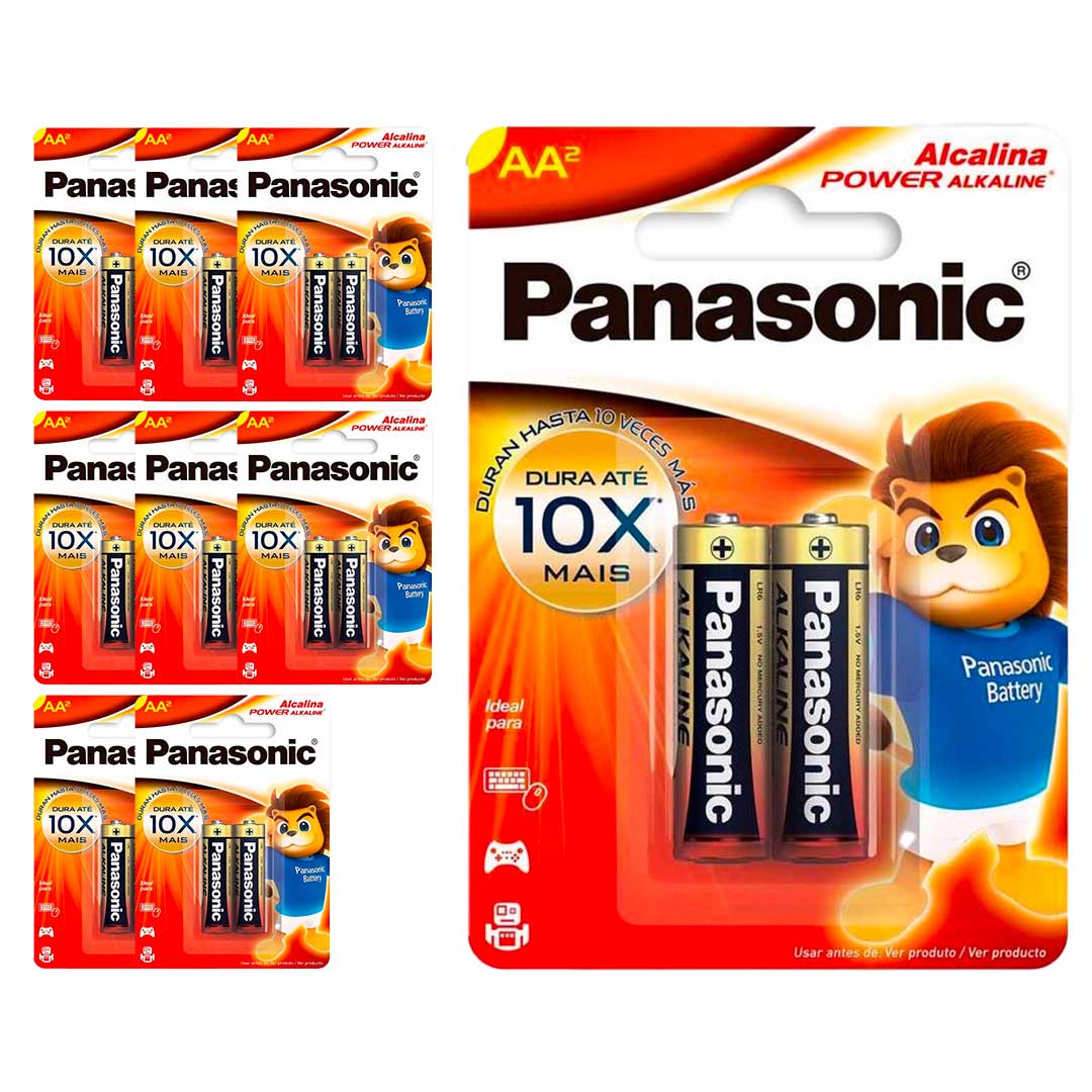 18 Pilhas Alcalinas Aa Panasonic (9 Cart)