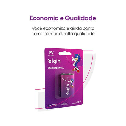 Bateria Recarregável 9v Elgin Cartela Com 01 Unidade [F108]