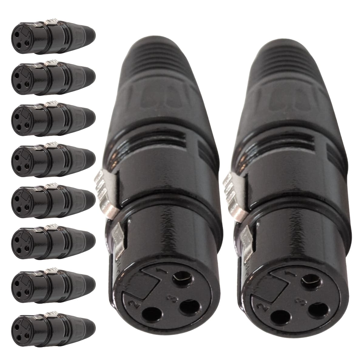 Conector Xlr Fema Linha Corpo Preto Metalico Storm 10 Unidades [F108]