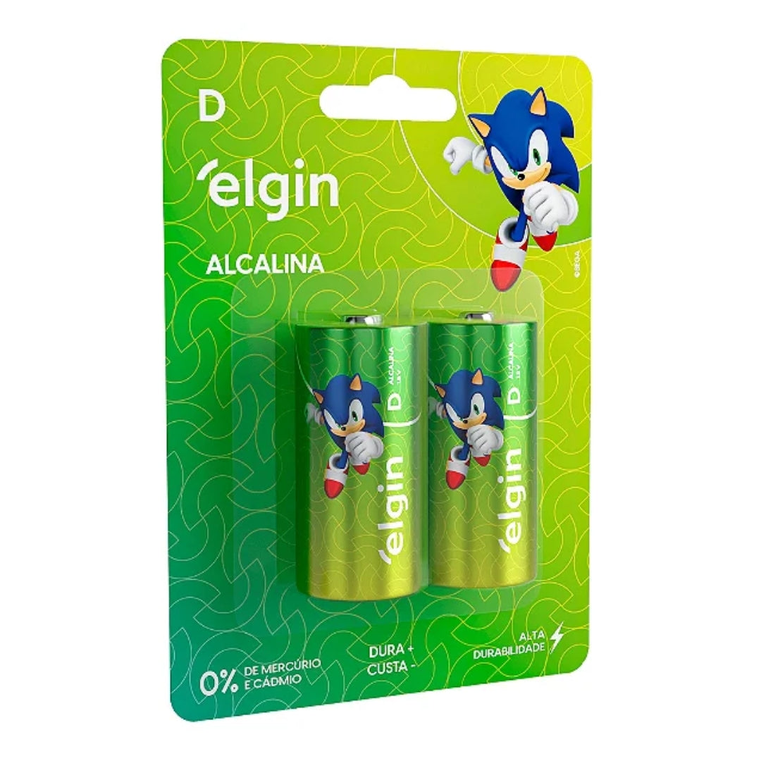Pilha Alcalina Tipo D Elgin - Cartela Com 02 Unidades [F108]