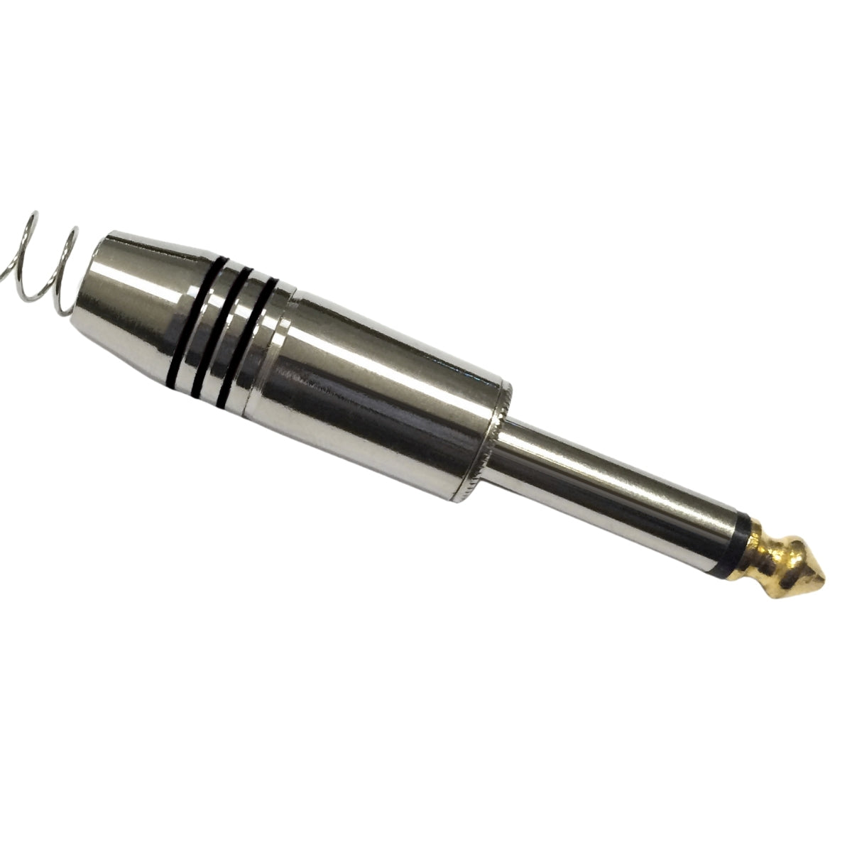 Conector P10 Macho Linha Mono Com Mola Espacada E Ponta Gold Storm 10 Unidades [F108]