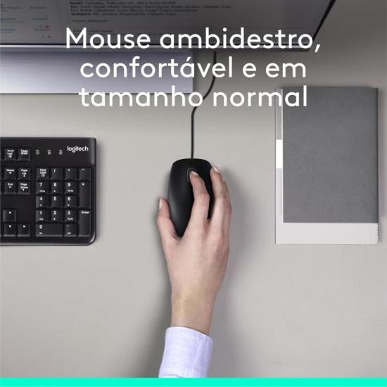 Kit Teclado e Mouse Com Fio USB Logitech MK120 Preto [F002]