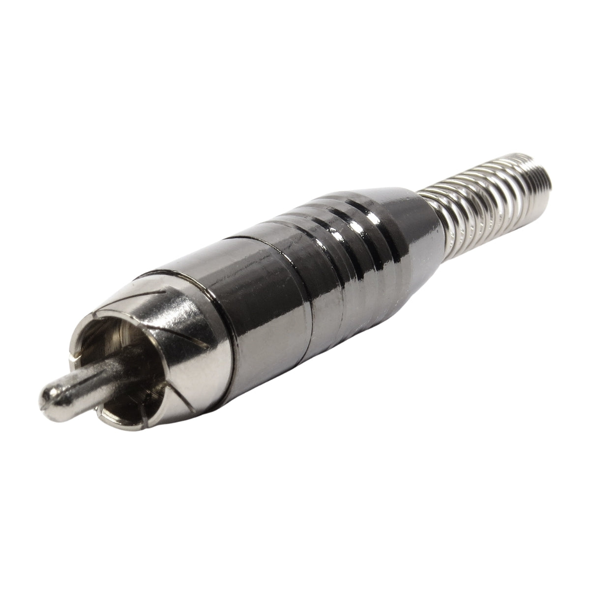 Conector Linha Rca Macho Niquel Preto Com Mola Storm 10 Unidades [F108]