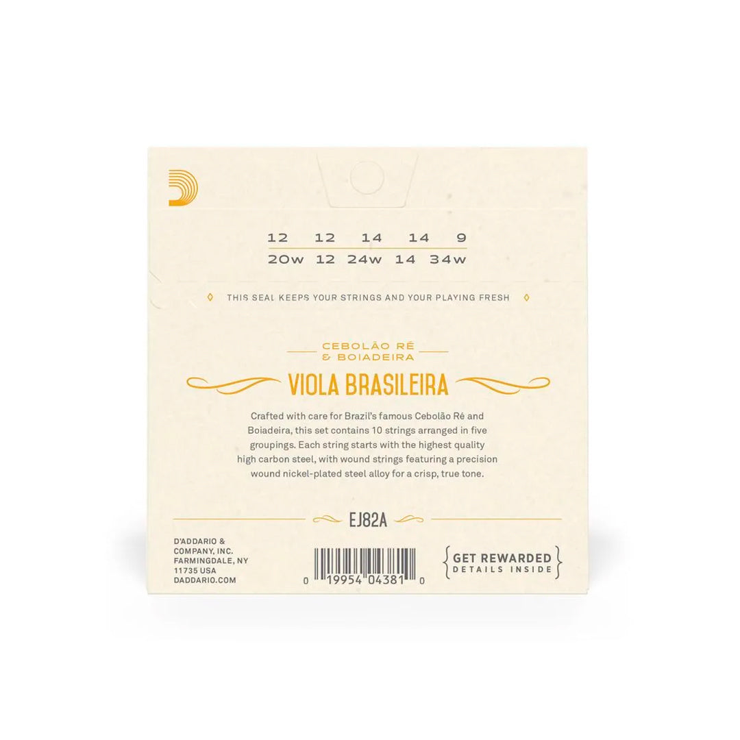 Cordas Para Viola Brasileira Ré D Addario Ej82 [F108]
