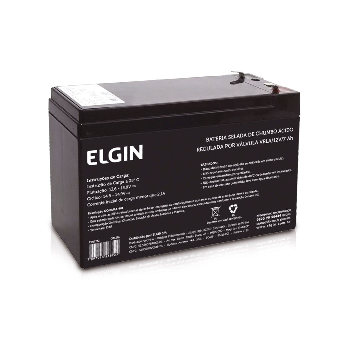 Bateria Selada De Chumbo Vrla 12v 7ah Elgin [F108]