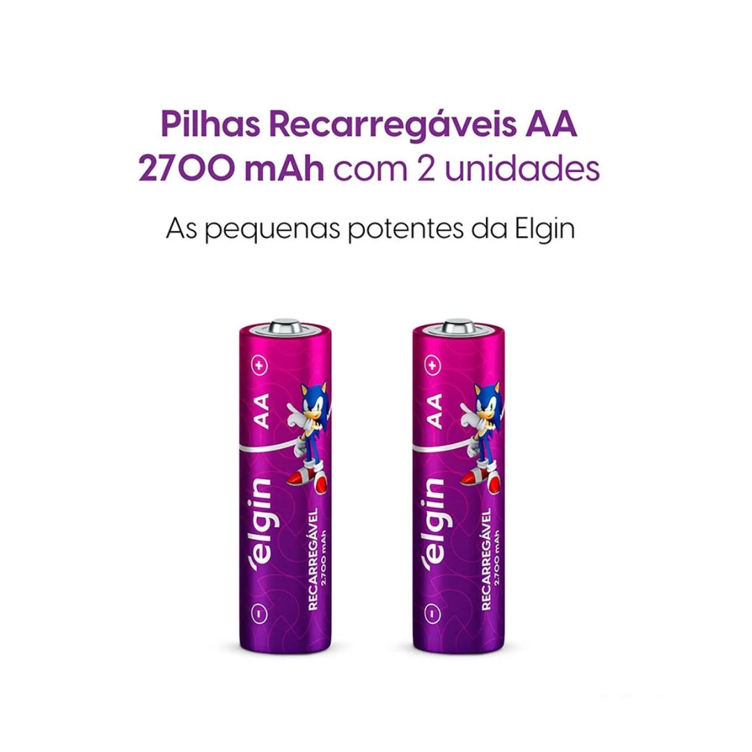 Pilha Recarregável Aa Elgin 2700mah Cartela Com 02 Unidades [F108]