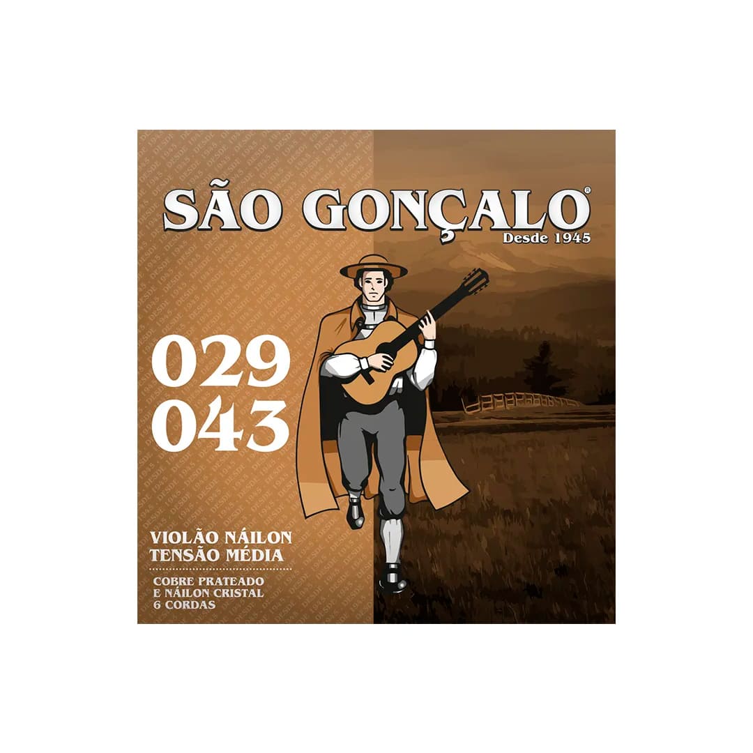 Encordoamento P/violão Nylon Cristal 0.029 - 0.043 Tensão Média São Gonçalo [F108]