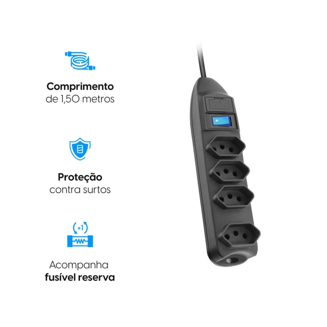 Protetor De Linha 4 Tom. 2p+t Cabo 1,5m Elgin [F108]