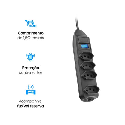 Protetor De Linha 4 Tom. 2p+t Cabo 1,5m Elgin [F108]