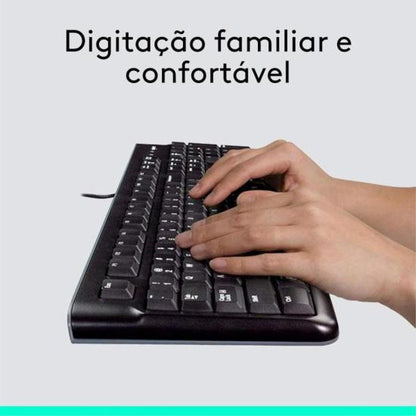 Kit Teclado e Mouse Com Fio USB Logitech MK120 Preto [F002]