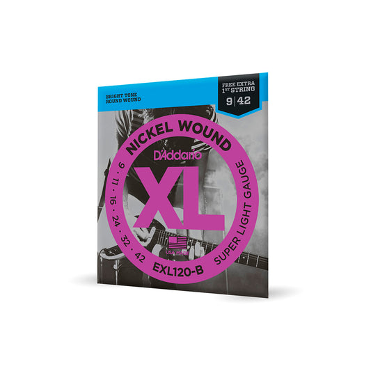 Cordas Para Guitarra D Addario Xl Nickel Wound Exl120-b .009-.042 Com Corda Extra Pl009 [F108]