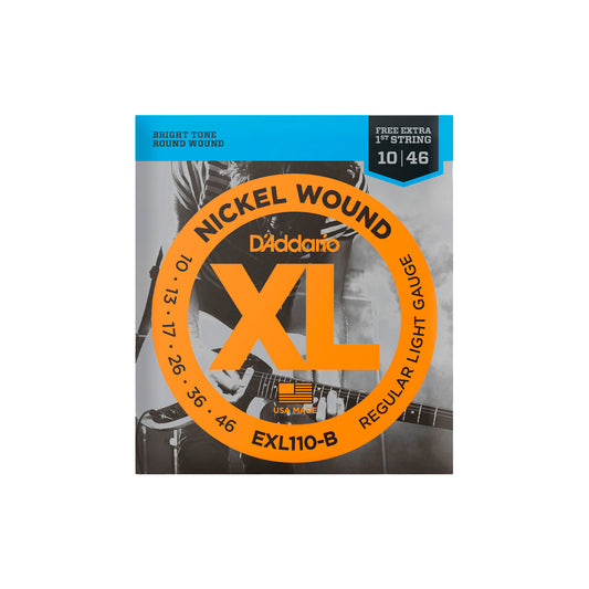 Cordas Para Guitarra D Addario Xl Nickel Wound Exl110-b .010-.046 Com Corda Extra Pl010 [F108]