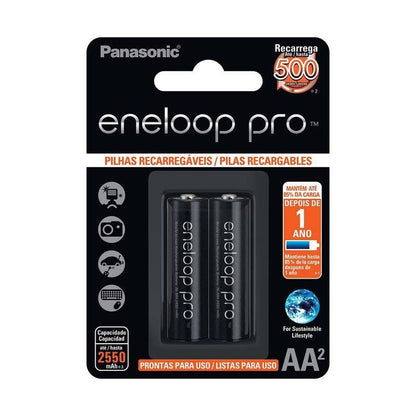 12 Pilhas Recarregaveis Eneloop Pro Aa Panasonic (6 Cart)