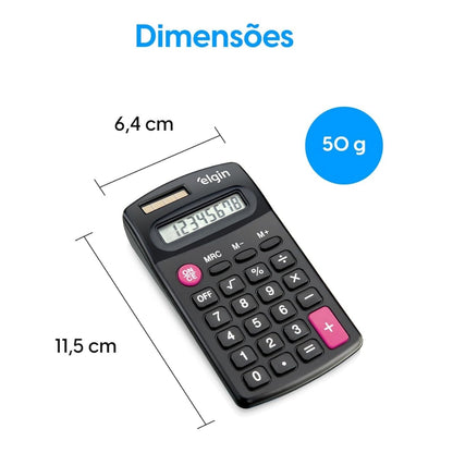 Calculadora De Bolso 8 Digitos Solar Cb-1485 Elgin [F108]