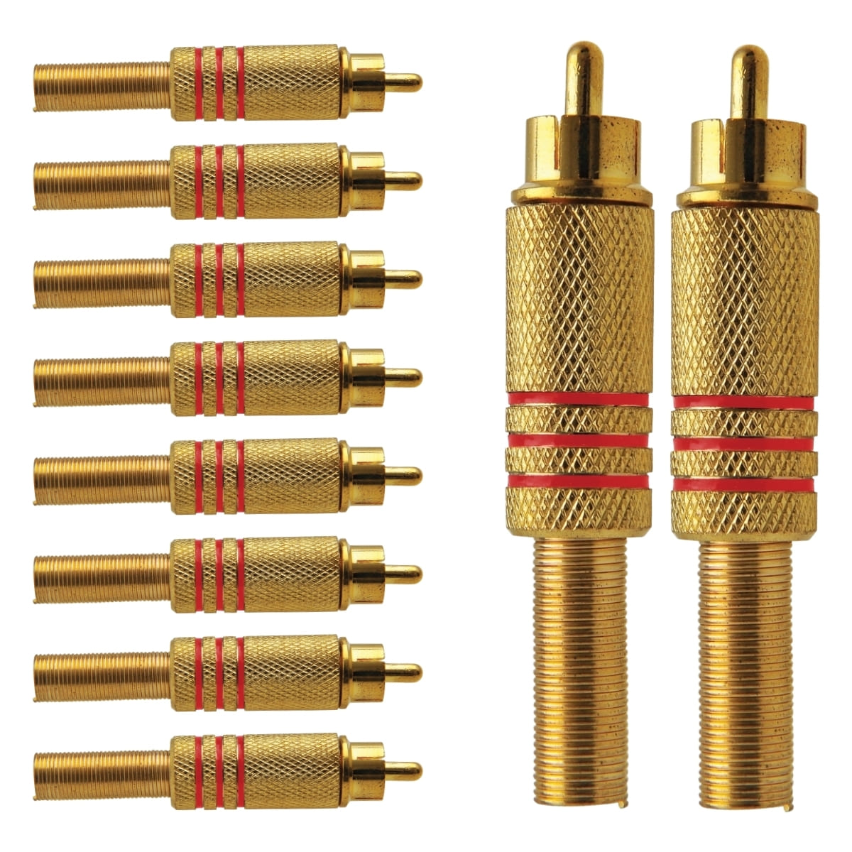 Conector Linha Rca Macho Metal Gold Vermelho Storm  10 Unidades [F108]