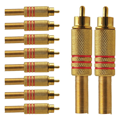 Conector Linha Rca Macho Metal Gold Vermelho Storm  10 Unidades [F108]