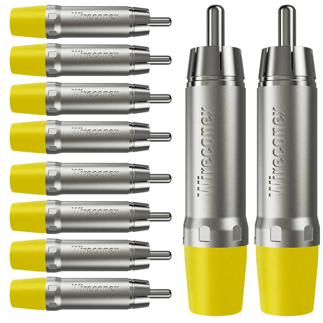 Plug Rca Macho Nickel Amarelo 10 Un Wireconex [F108]