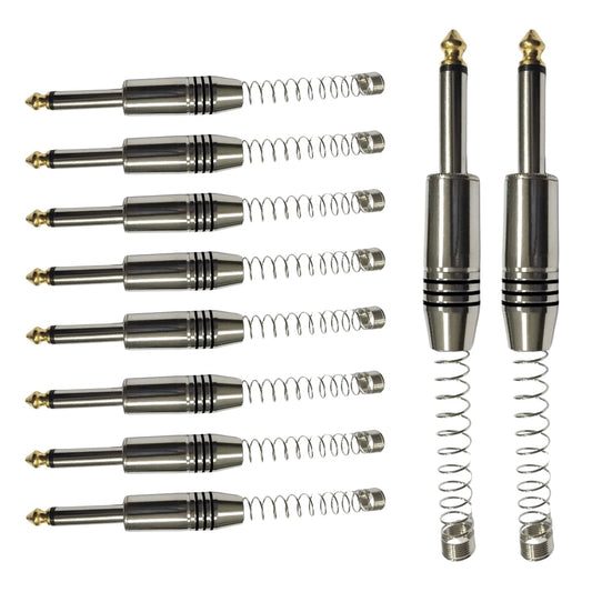 Conector P10 Macho Linha Mono Com Mola Espacada E Ponta Gold Storm 10 Unidades [F108]