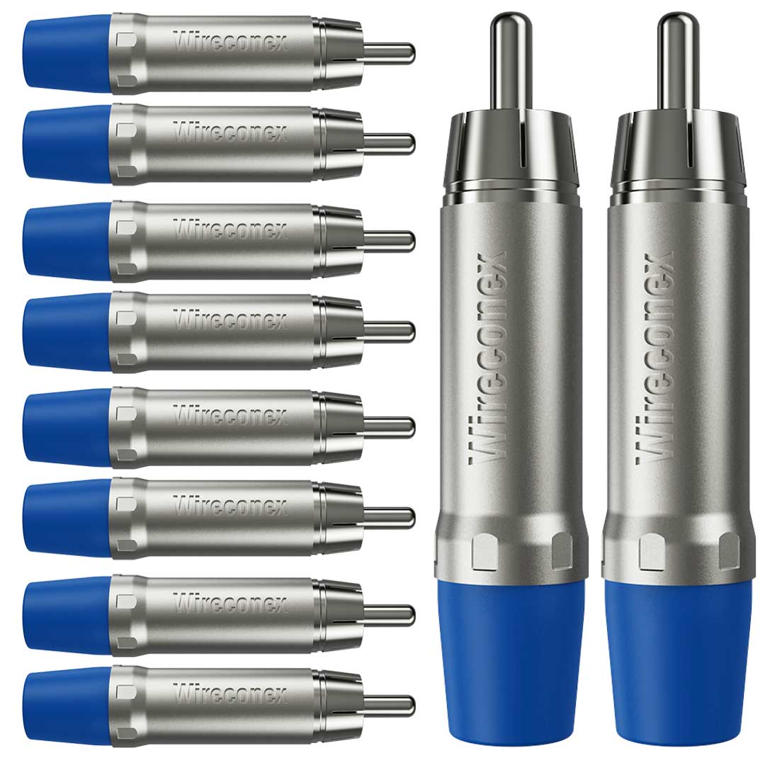 Plug Rca Macho Nickel Azul 10 Un Wireconex [F108]