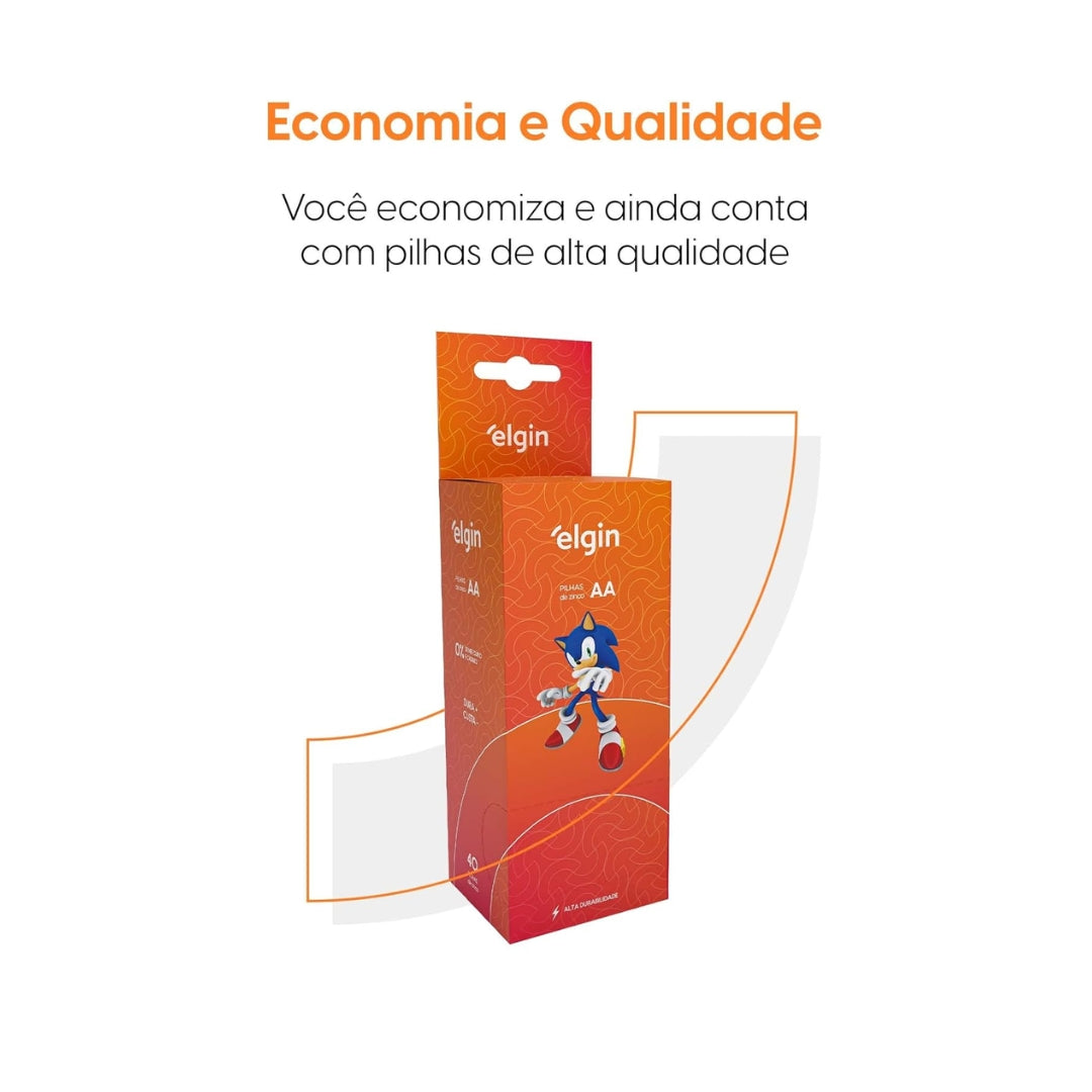 Pilha Zinco Aa Tubo 40 Unidades Elgin R06p [F108]
