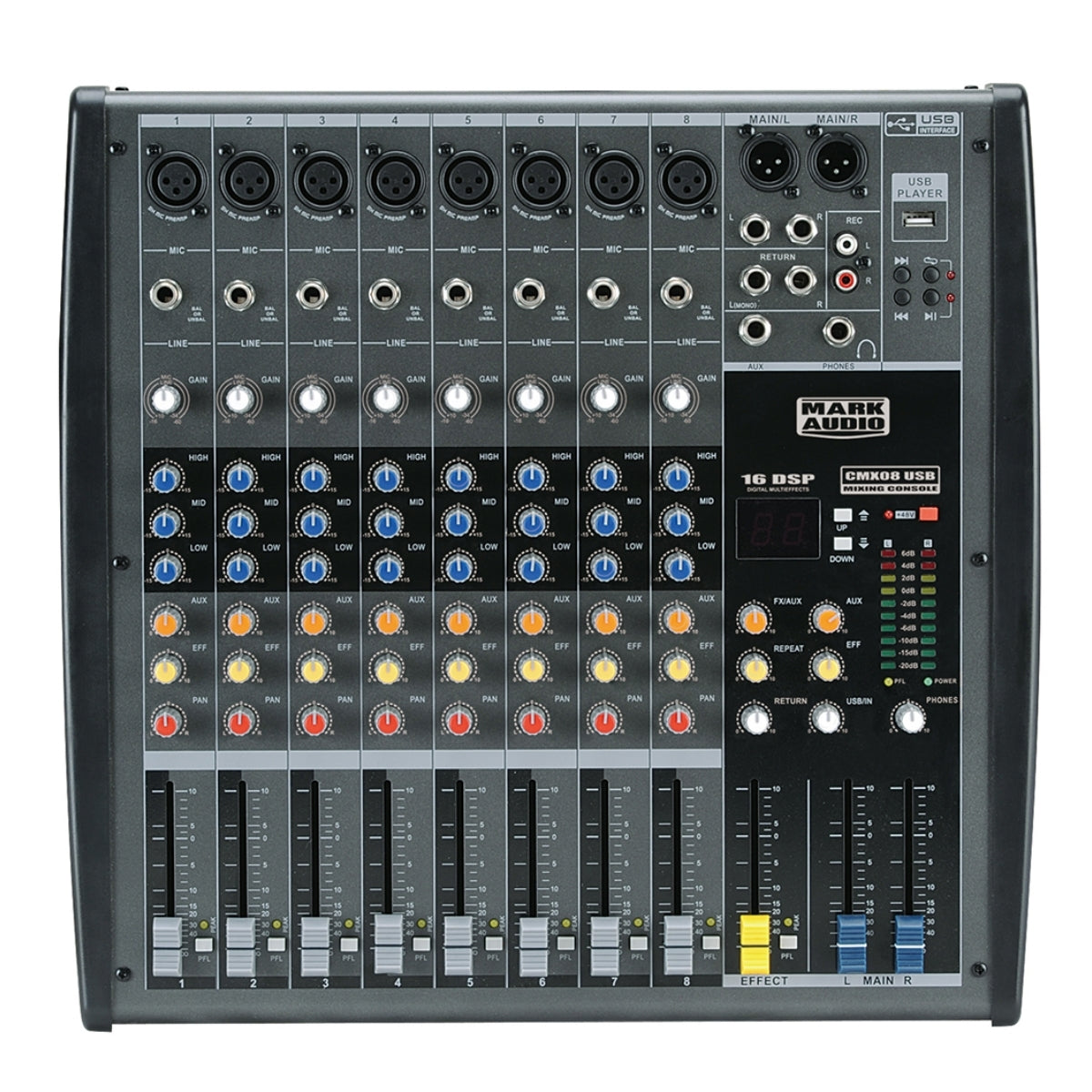 Mesa Som 8 Canais Analógica Usb Cmx08 Mark Audio [F108]