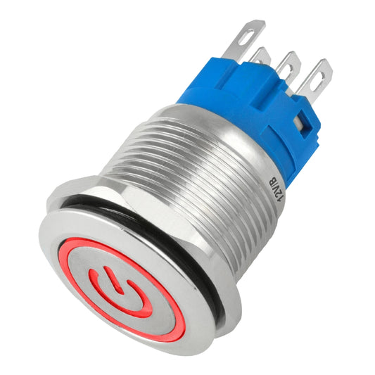 Botão On Off 19mm Prata 220v 3a C/ Led Vermelho 12v Storm [F108]