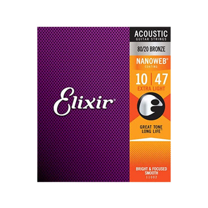 Cordas 010 Extra Light 80/20 Violão Aço Nanoweb Elixir [F108]