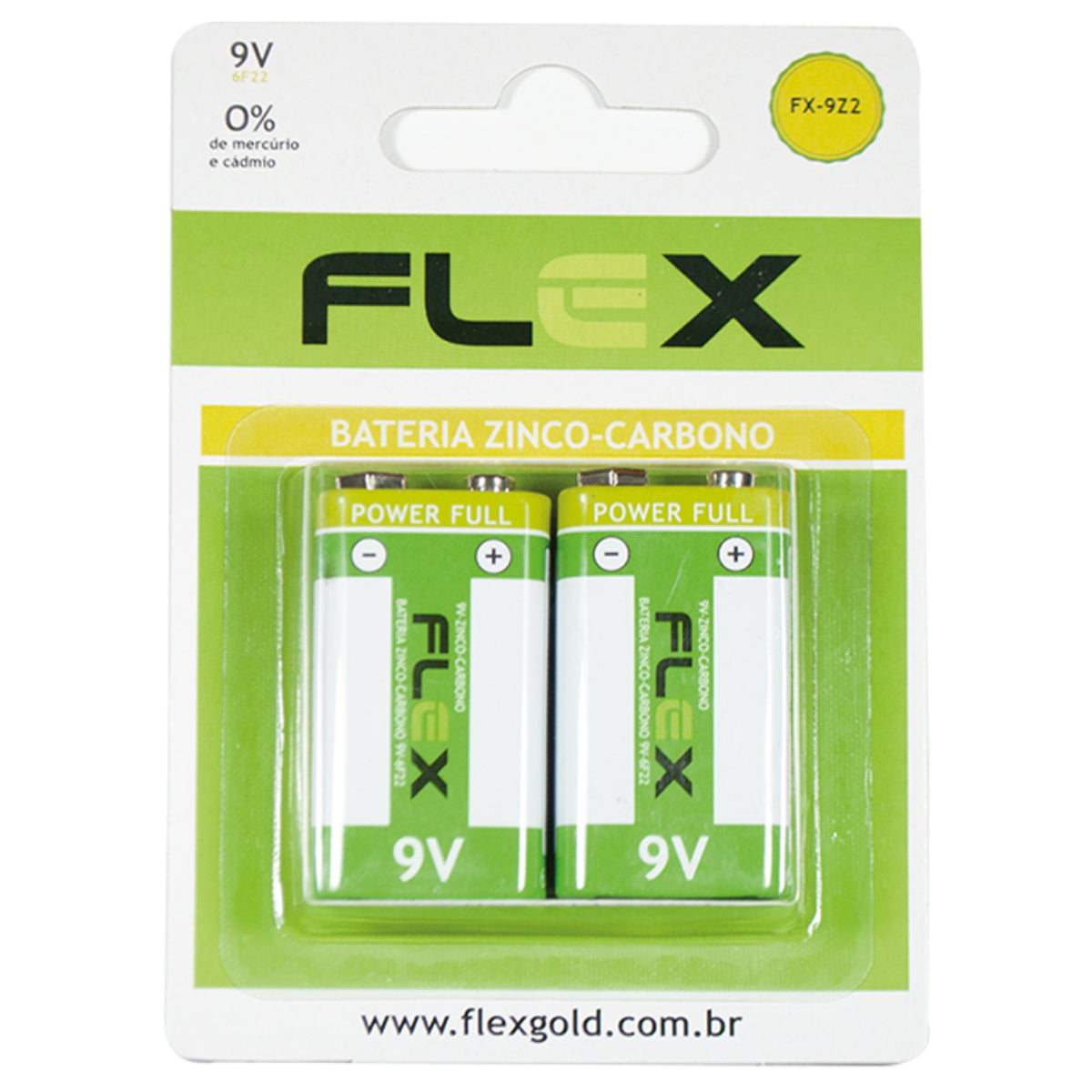 Bateria 9v Zinco Cartela Com 2 Unidades Flex [F108]