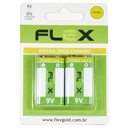 Bateria 9v Zinco Cartela Com 2 Unidades Flex [F108]