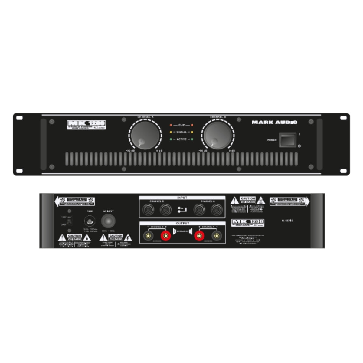 Amplificador Potência 200w Rms Mk1200 Mark Audio [F108]