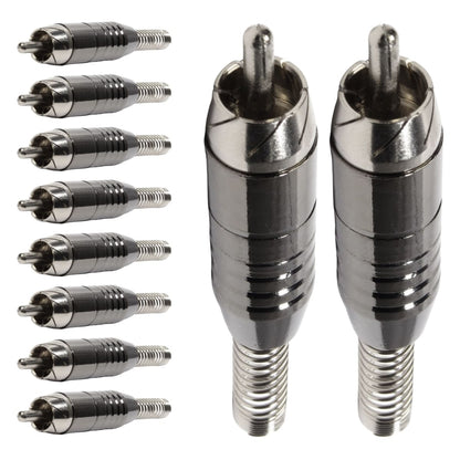 Conector Linha Rca Macho Niquel Preto Com Mola Storm 10 Unidades [F108]