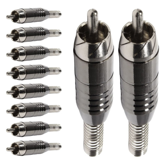 Conector Linha Rca Macho Niquel Preto Com Mola Storm 10 Unidades [F108]