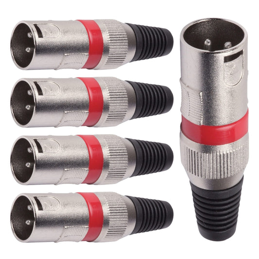 Conector Xlr Macho Linha Vermelho Metalico Storm 05 Unidades [F108]