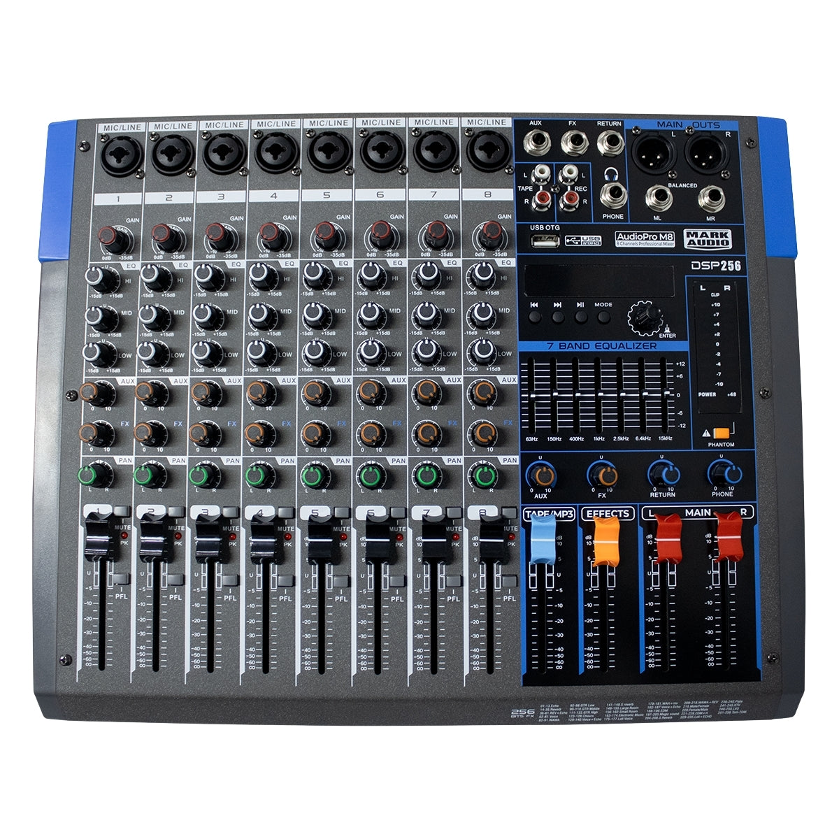 Audio Pro M8 - Mixer Mark Audio 8 Canais [F108]