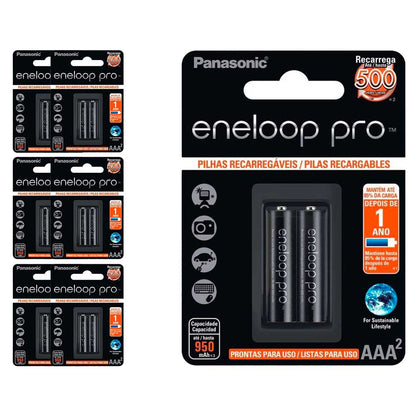 14 Pilhas Recarregaveis Eneloop Pro Aaa Panasonic (7 Cart)
