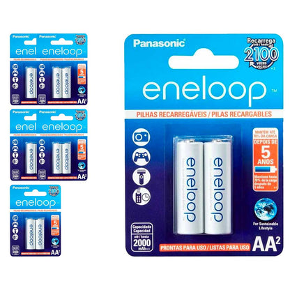 12 Pilhas Recarregaveis Eneloop Std Aa Panasonic (6 Cart)