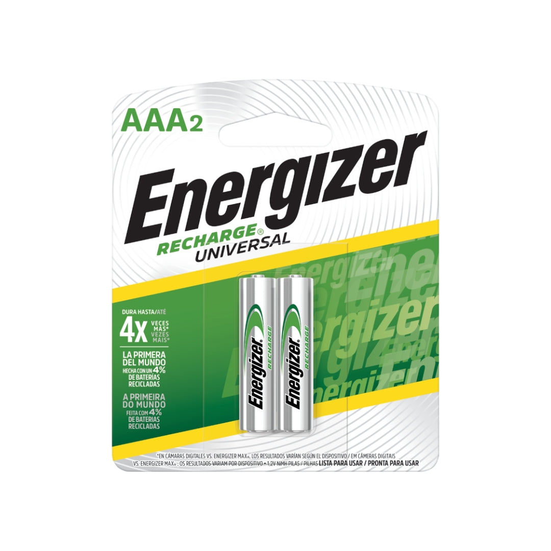 Pilha Recarregável Univ. Aaa2 Cart 2 Energizer [F108]