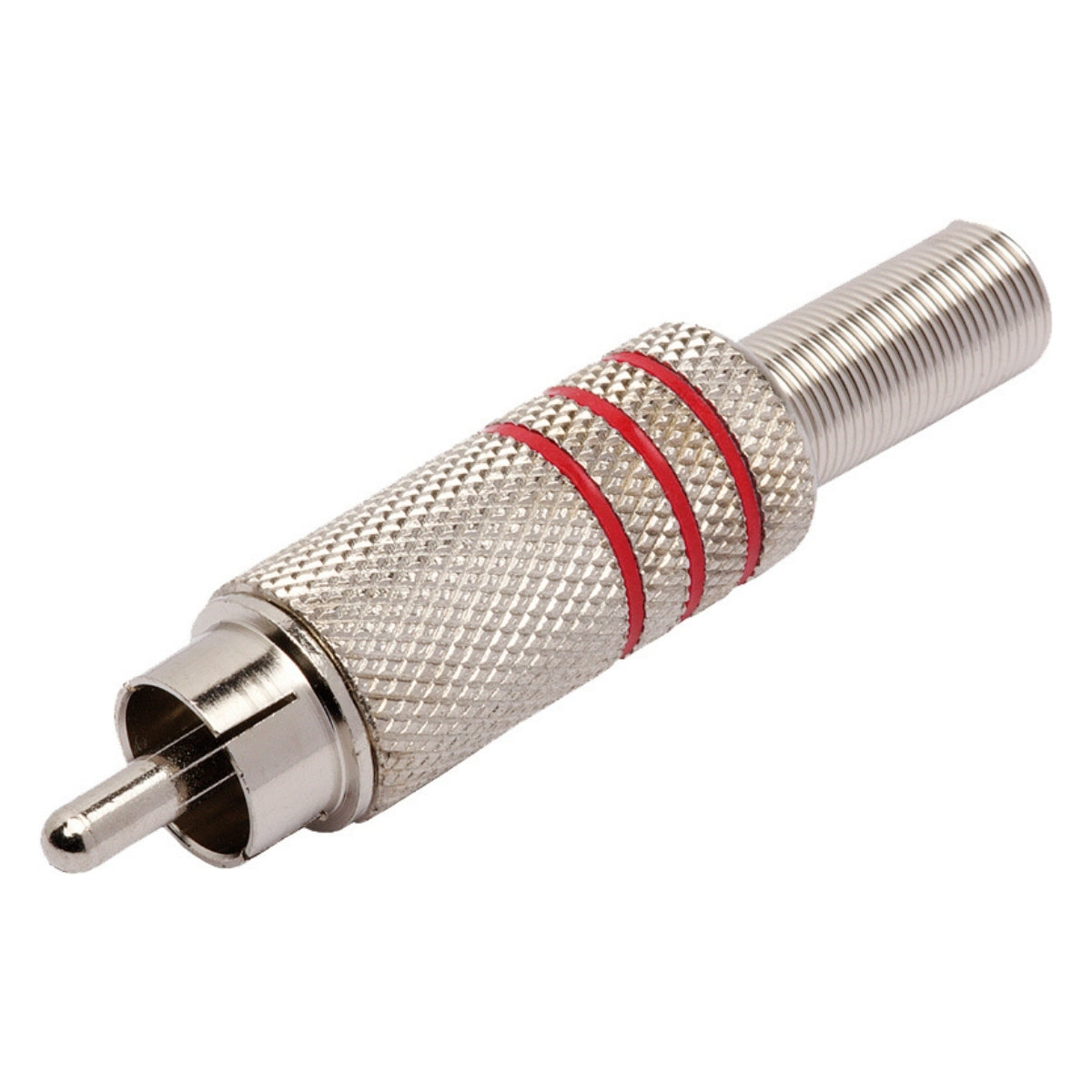 Conector Linha Rca Macho Metal Niquel Vermelho Storm 10 Unidades [F108]