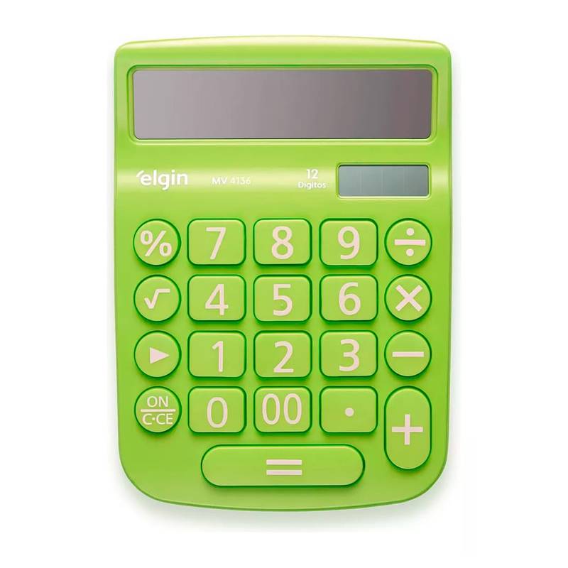 Calculadora Mesa Visor 12 Dig. Verde Mv-4136 Elgin [F108]