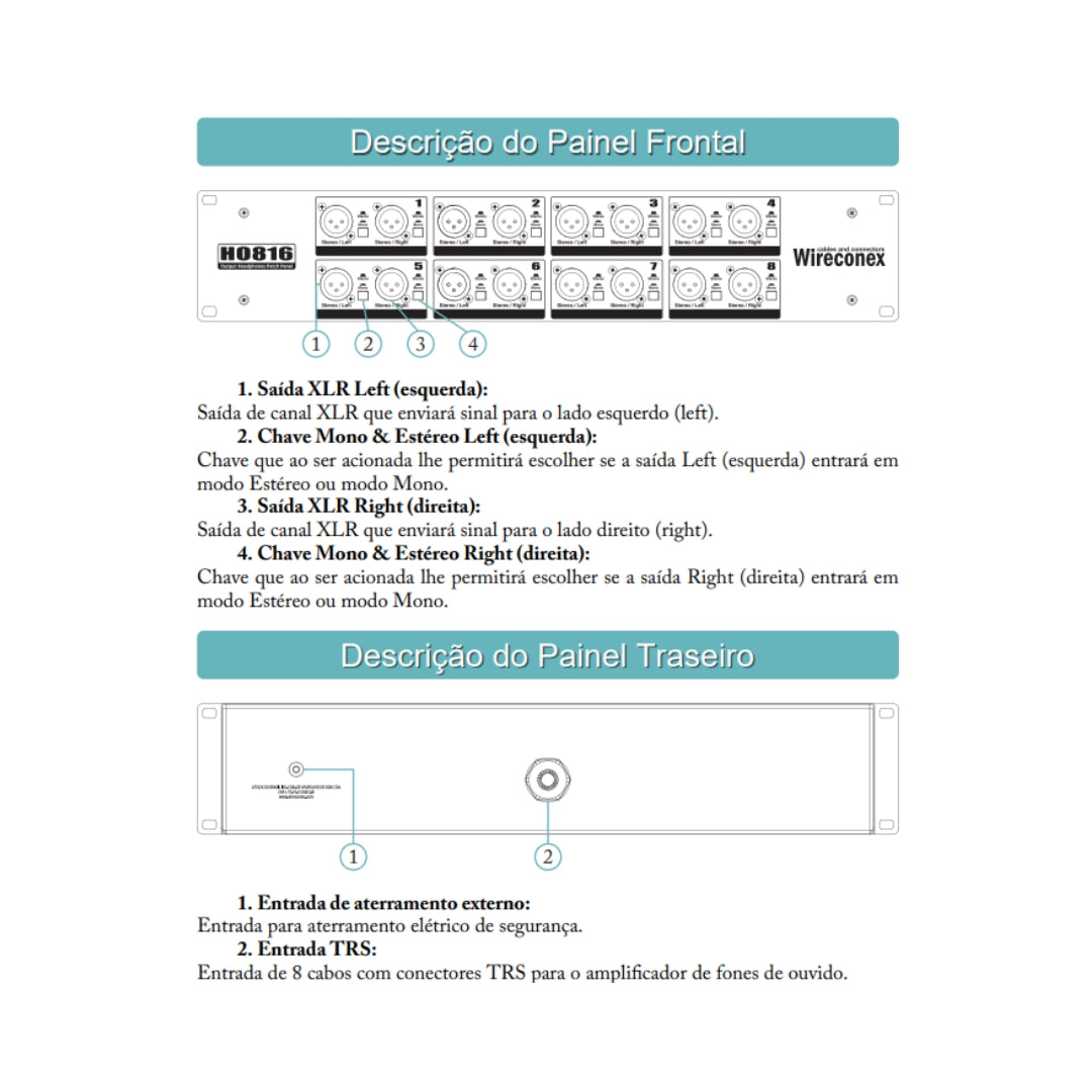 Patch Panel Headphone Output Ho816a Wireconex [F108]