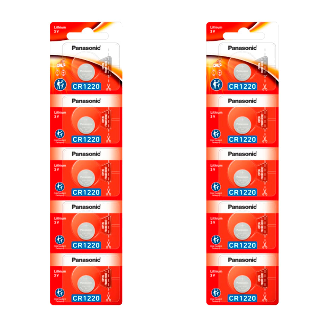 10 Baterias CR1220 Panasonic (02 cartelas)