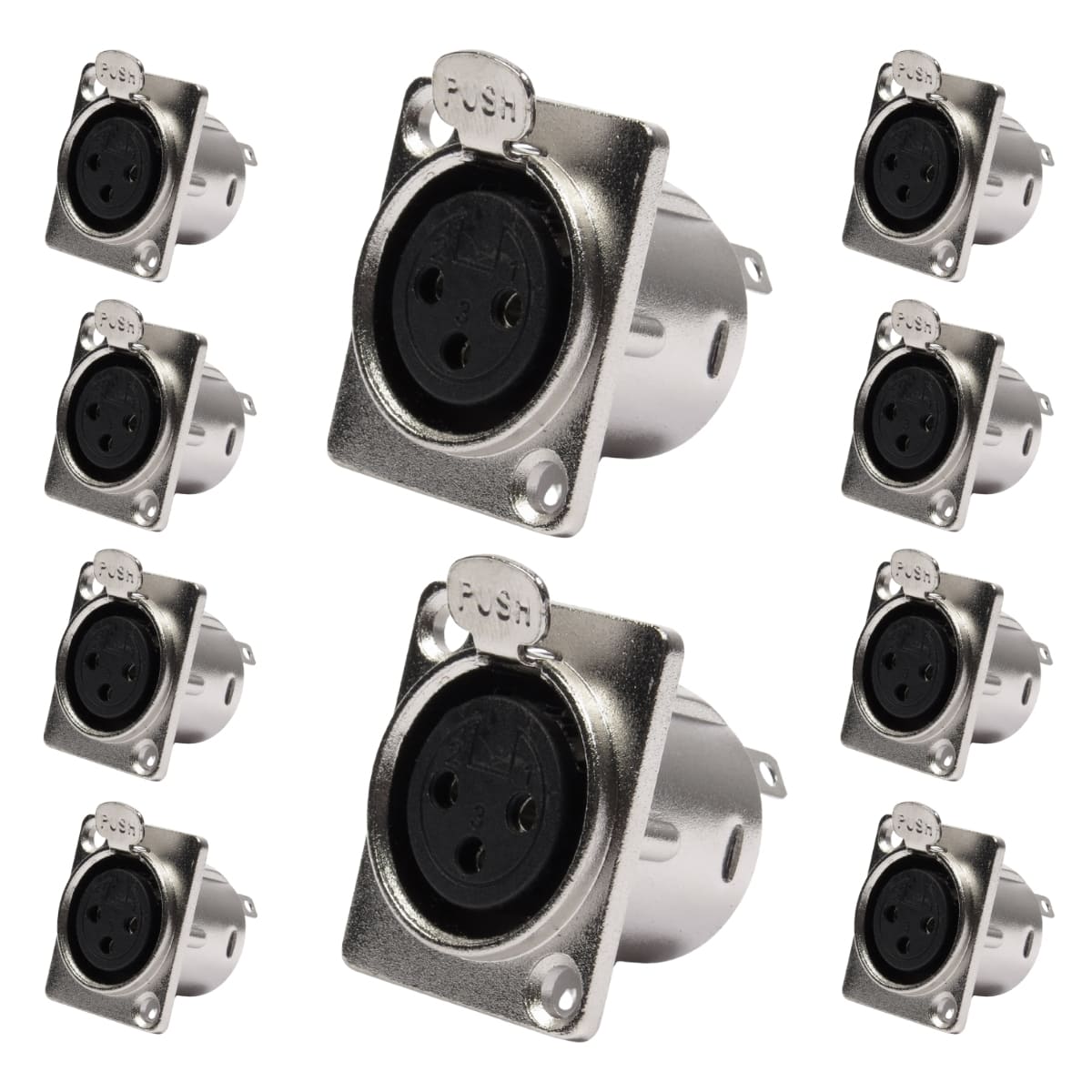 Conector Painel Xlr Fêmea 3 Polos Storm 10 Unidades [F108]
