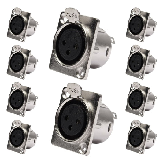 Conector Painel Xlr Fêmea 3 Polos Storm 10 Unidades [F108]
