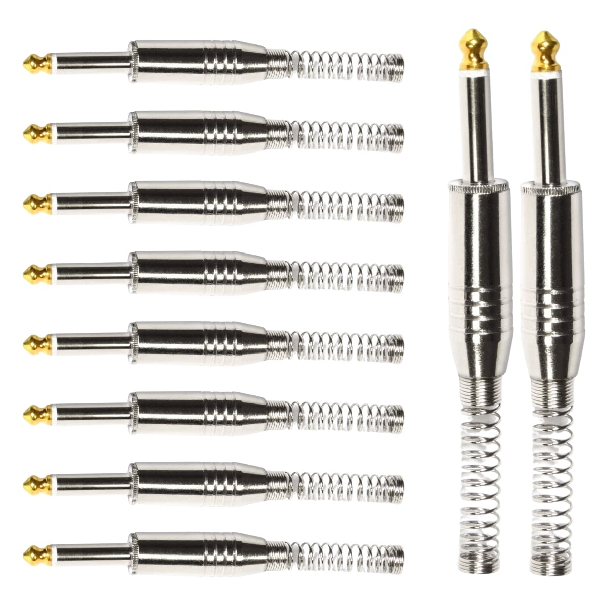 Conector P10 Macho Linha Mono Com Mola Espacada Ponta Gold Baquelite Storm 10 Unidades [F108]