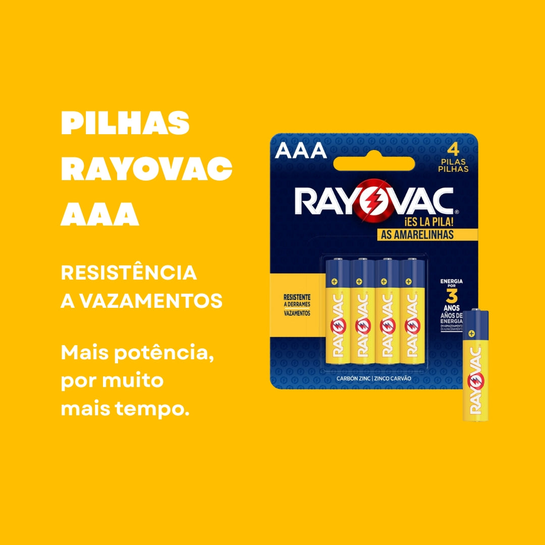Pilha Zinco Aaa4 Rayovac Amarelinhas Cartela Com 04 Unidades [F108]
