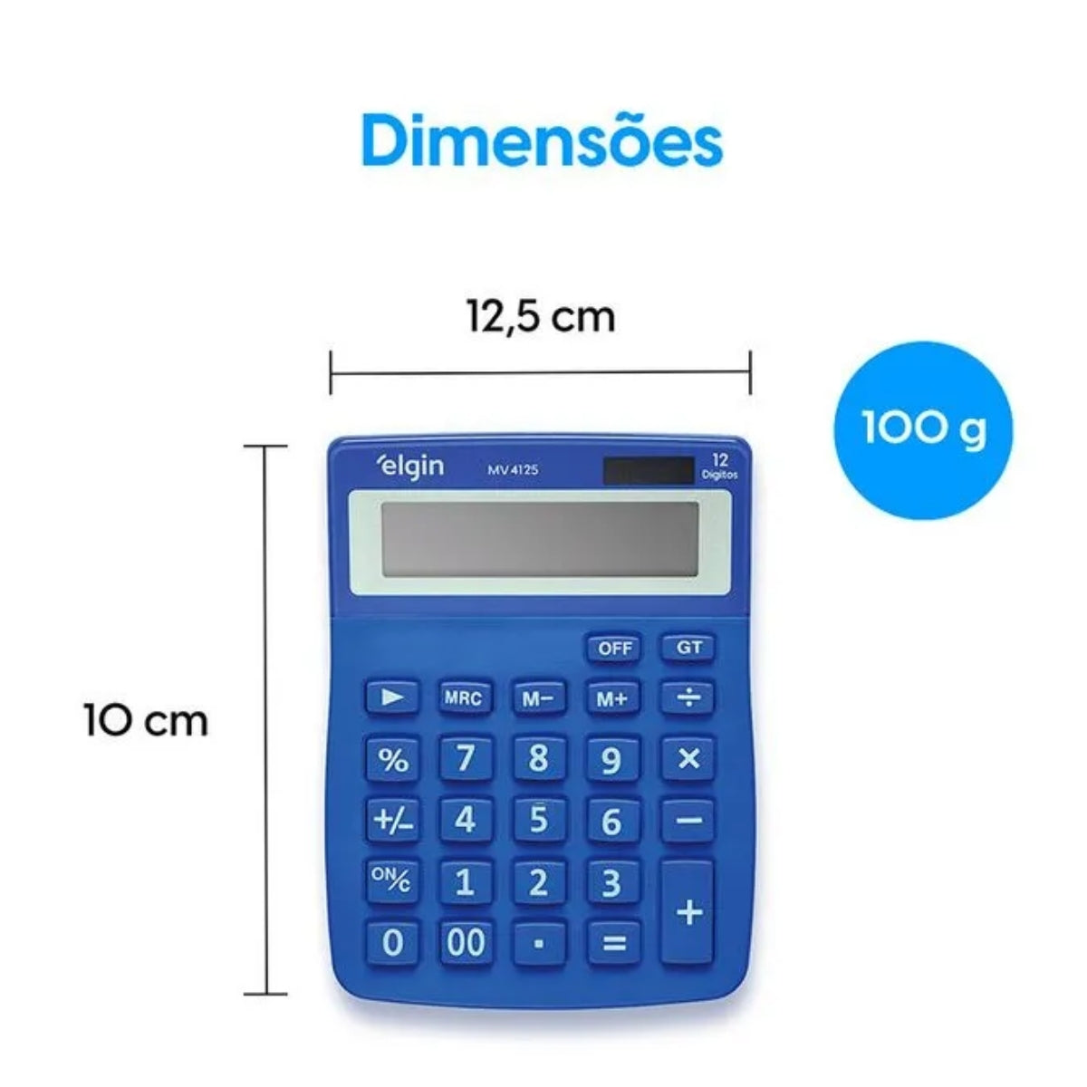 Calculadora Mesa Visor 12 Dig. - Azul Mv4125 Elgin [F108]