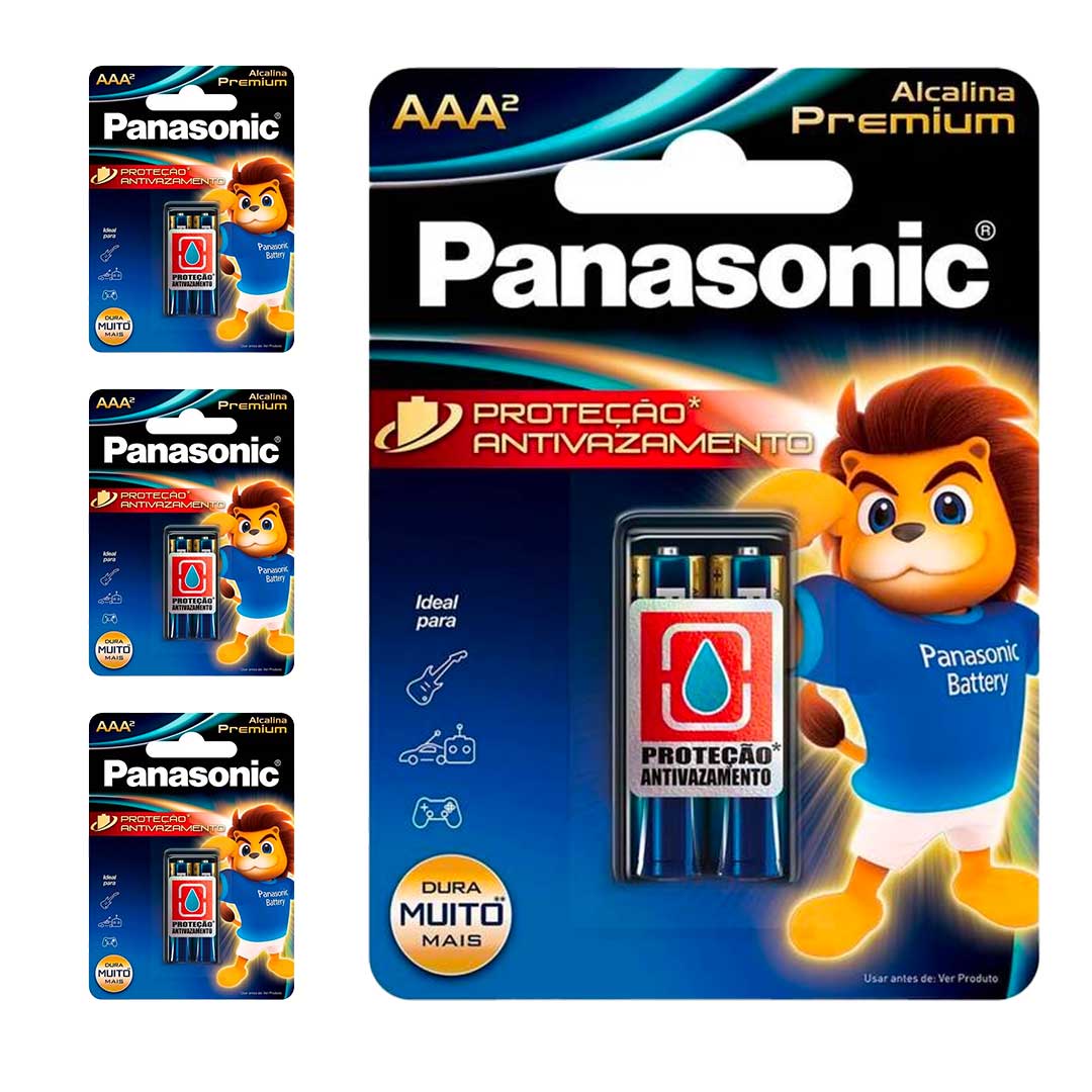 8 Pilhas Alcalinas Premium Aaa Panasonic (4 Cart)