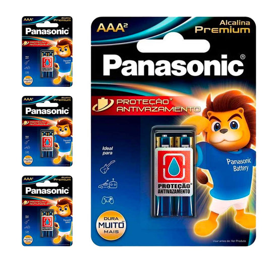 8 Pilhas Alcalinas Premium Aaa Panasonic (4 Cart)