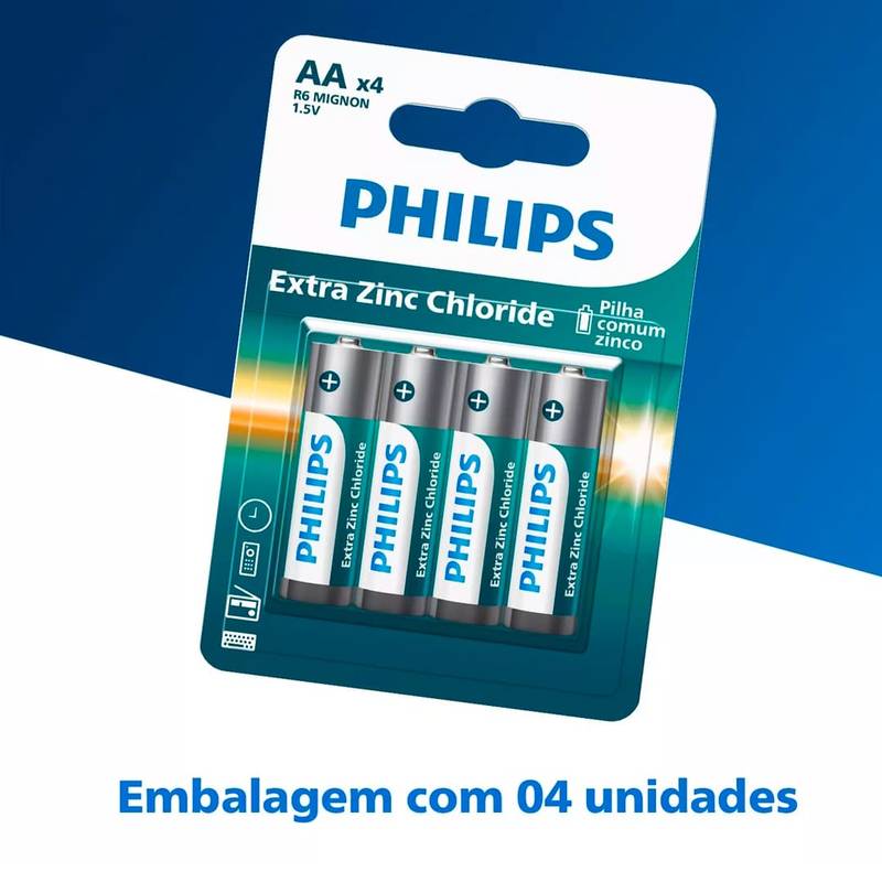Pilha Zinco Philips Aa R03l4b/59 Philips [F108]