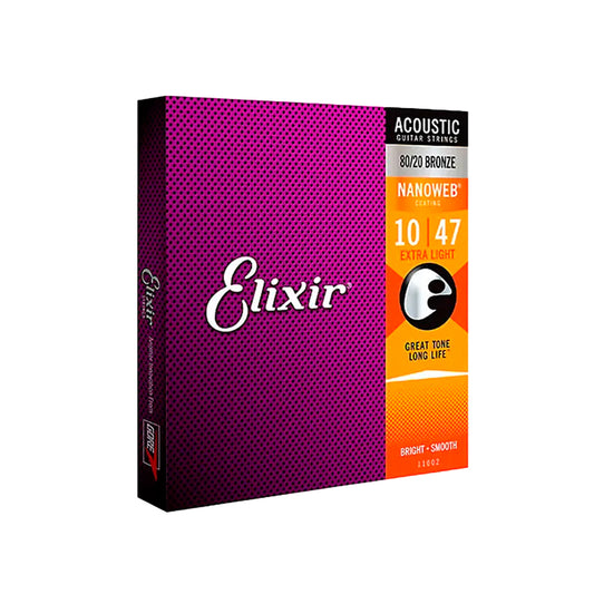 Cordas 010 Extra Light 80/20 Violão Aço Nanoweb Elixir [F108]